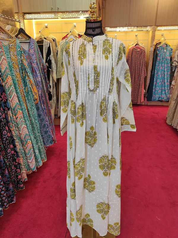 S/M Afra Printed Cotton Dress 57" Long Jalabiya