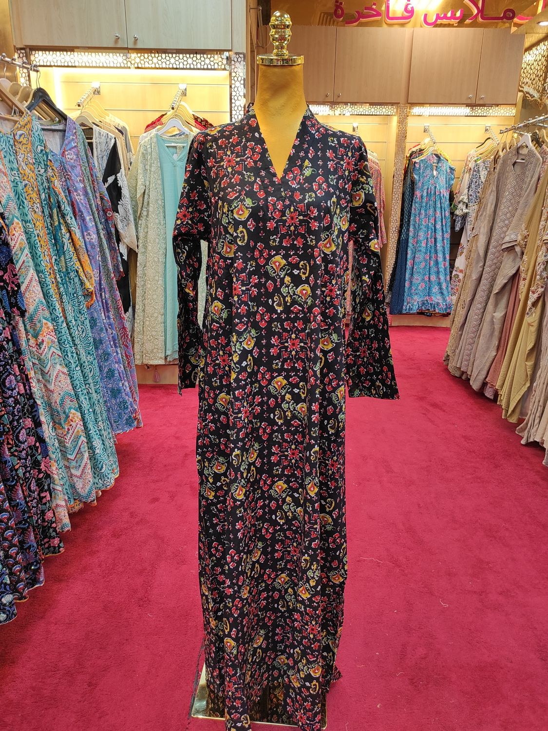 S/M Teena Printed Cotton Dress 57" Long Jalabiya