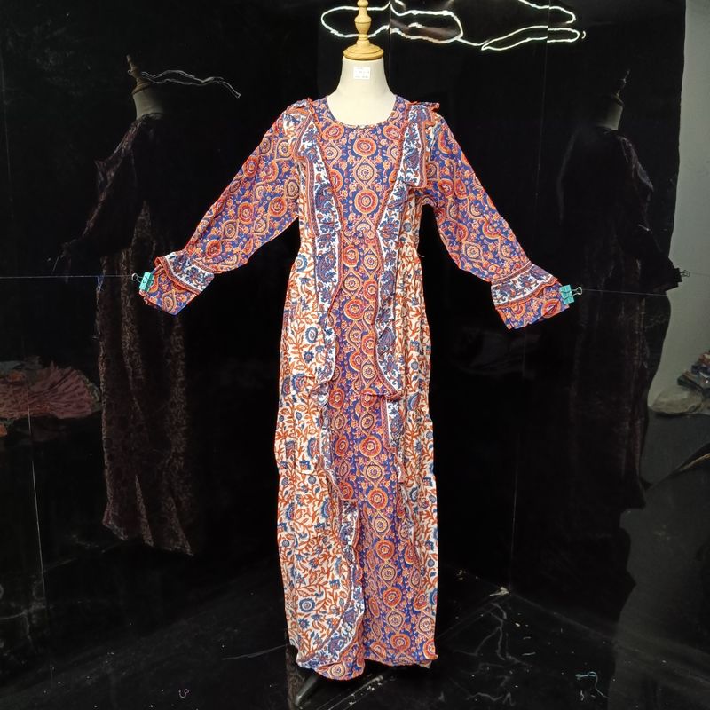 S/M Myza Printed Cotton Dress 57" Long Jalabiya