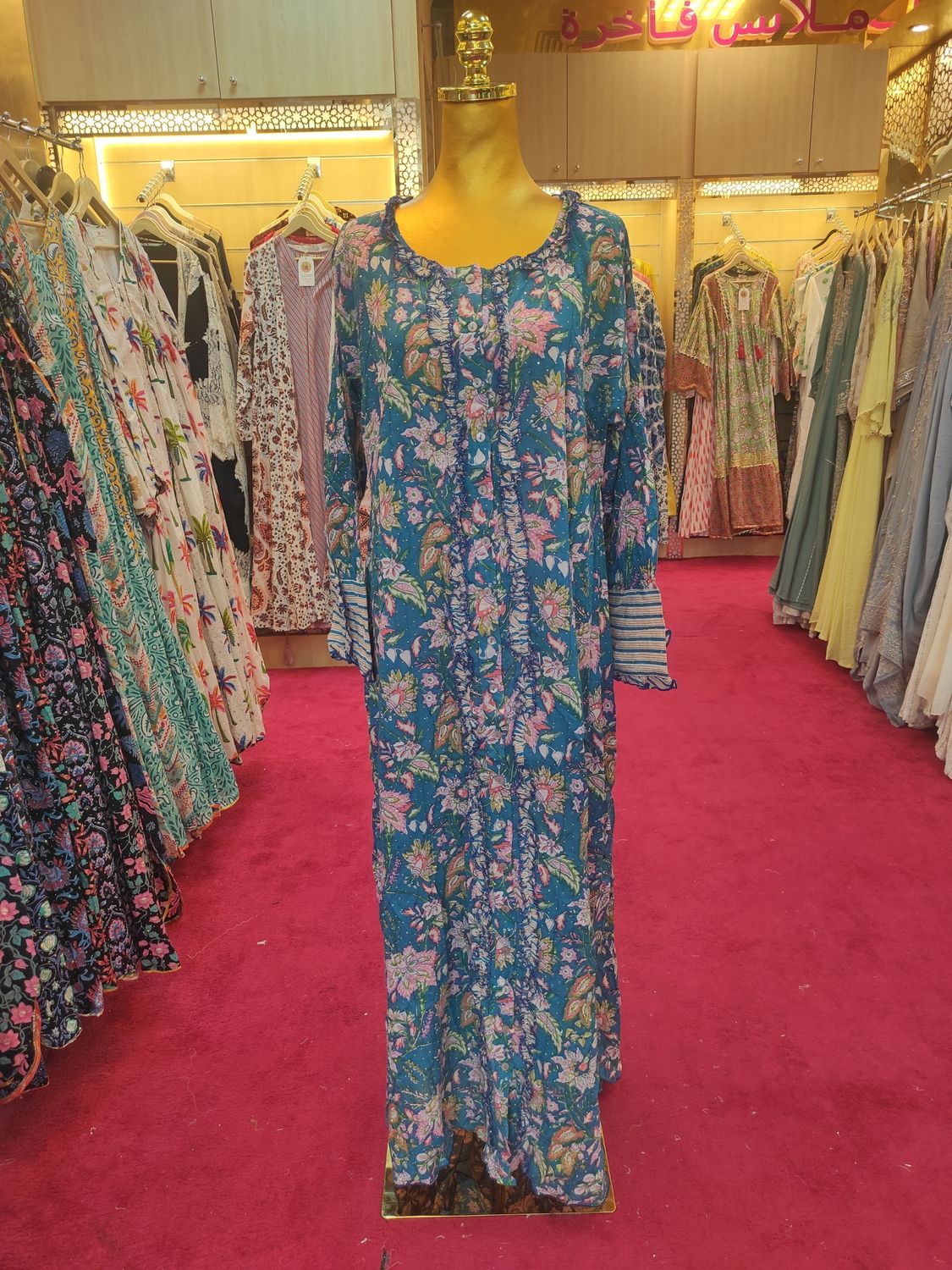 L/XL Special Crestal Printed Cotton Dress 57" Long Jalabiya