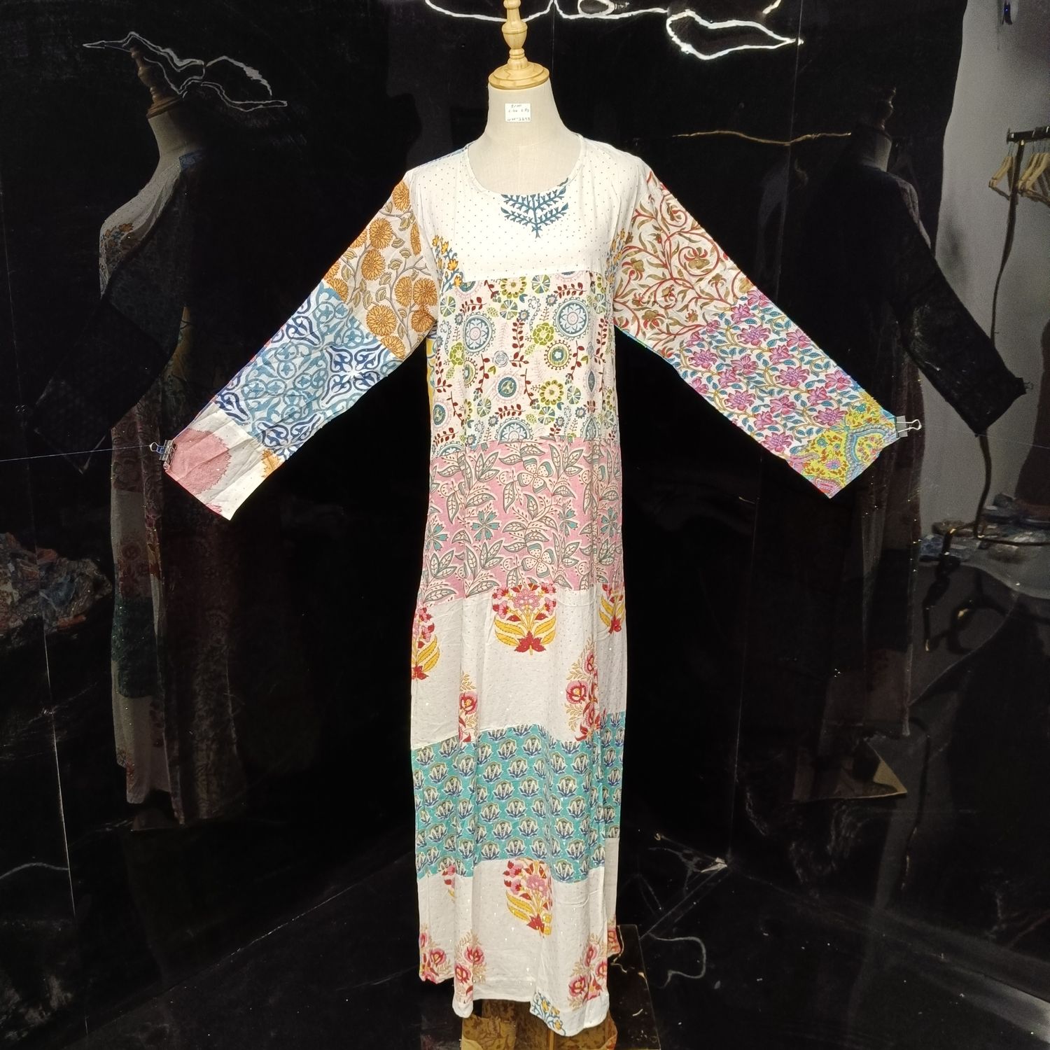 S/M Specia crystall Printed Cotton Dress 57" Long Jalabiya