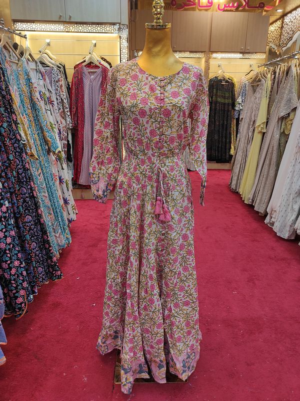 L/XL Special  Printed Cotton Dress 57" Long Jalabiya