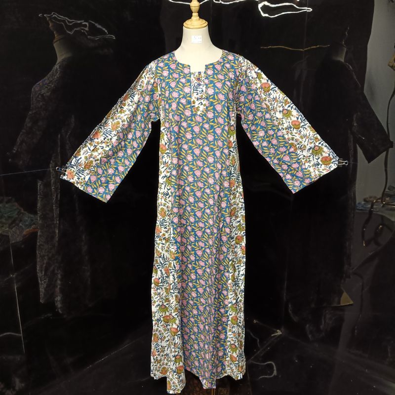 S/M Special crystal Printed Cotton Crystal Dress 57" Long Jalabiya