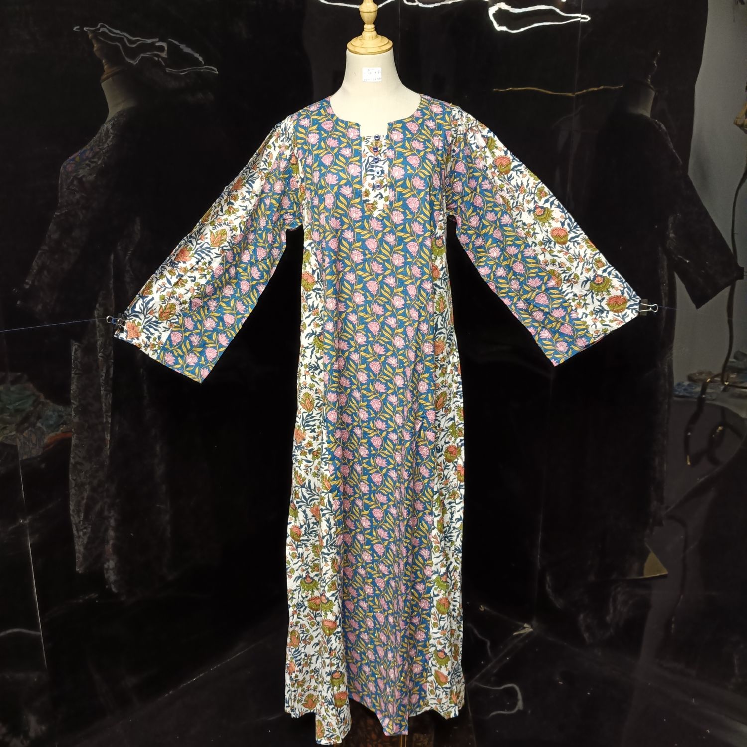 S/M Special crystal Printed Cotton Crystal Dress 57" Long Jalabiya
