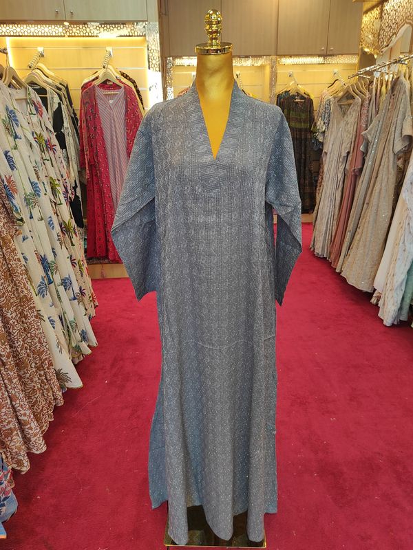 L/XL Teena Crystal  Cotton Dress 56" Long Jalabiya