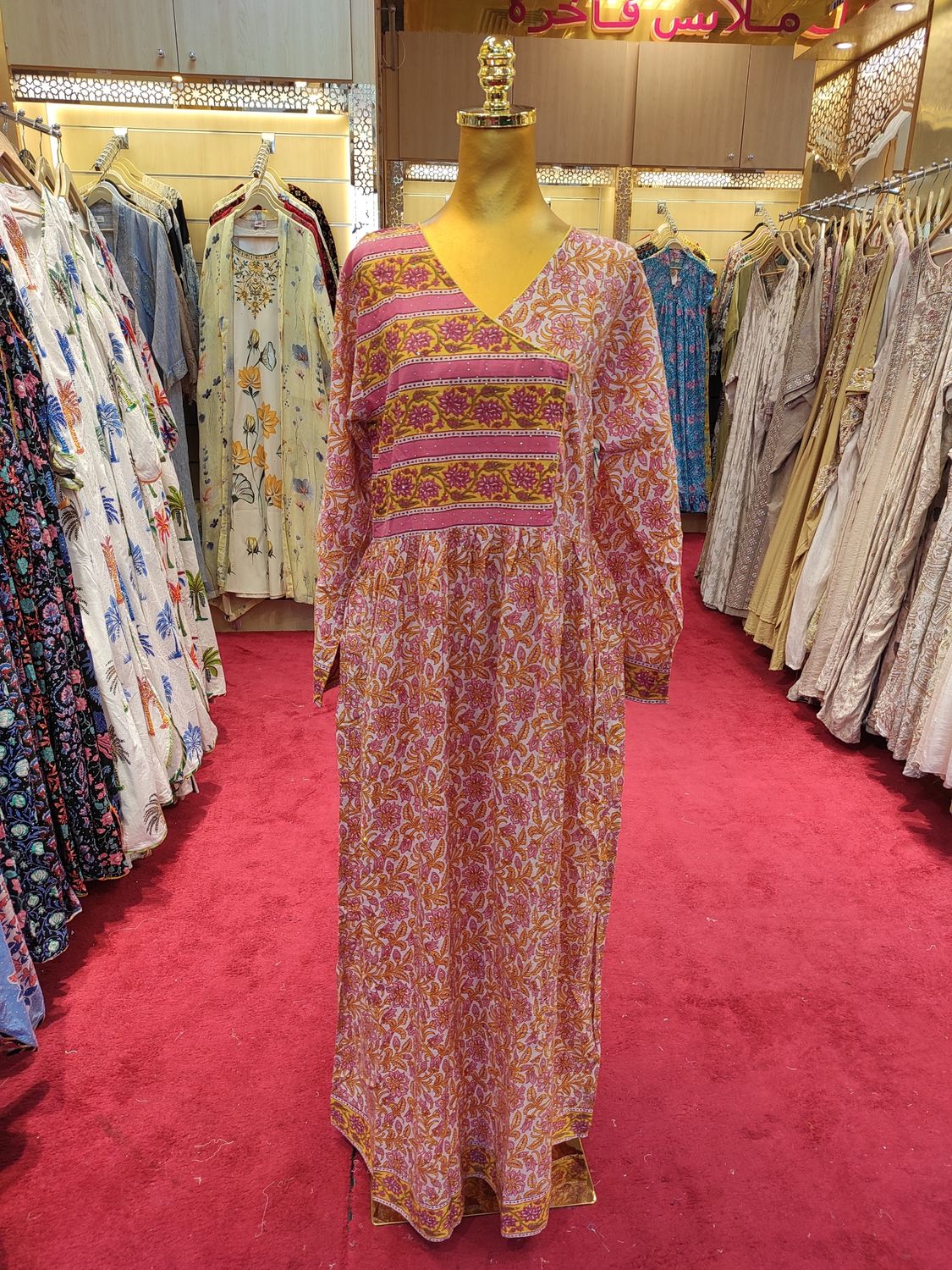 S/M Special Printed Cotton Dress 57" Long Jalabiya