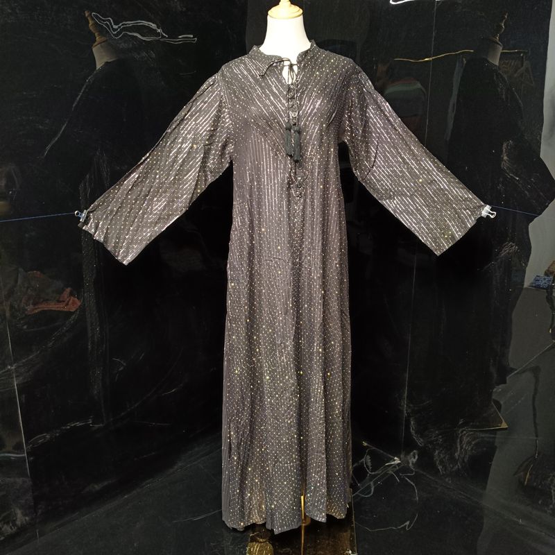 S/M Anisa crystal Printed Cotton Dress 57" Long Jalabiya