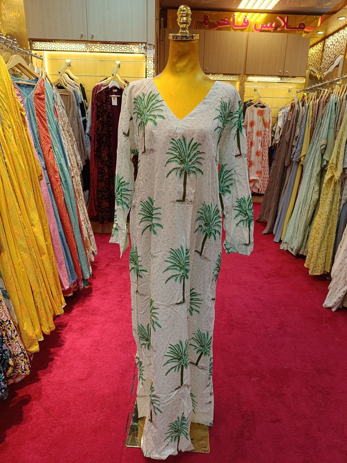 L/XL  Printed Cotton Dress 57" Long Jalabiya