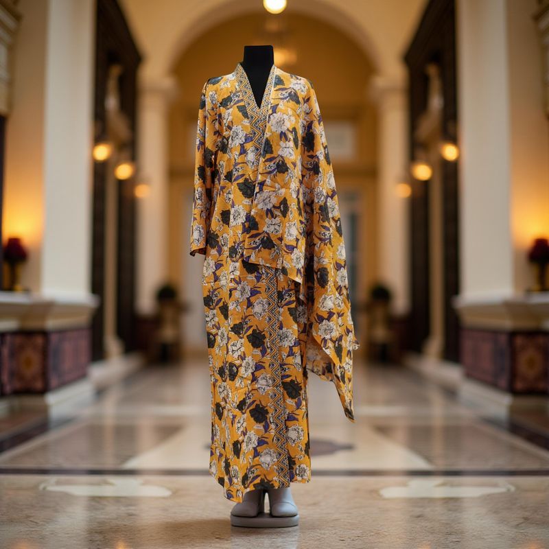 S/M Abaya With Sheila Inner Set Cotton length 57” Long