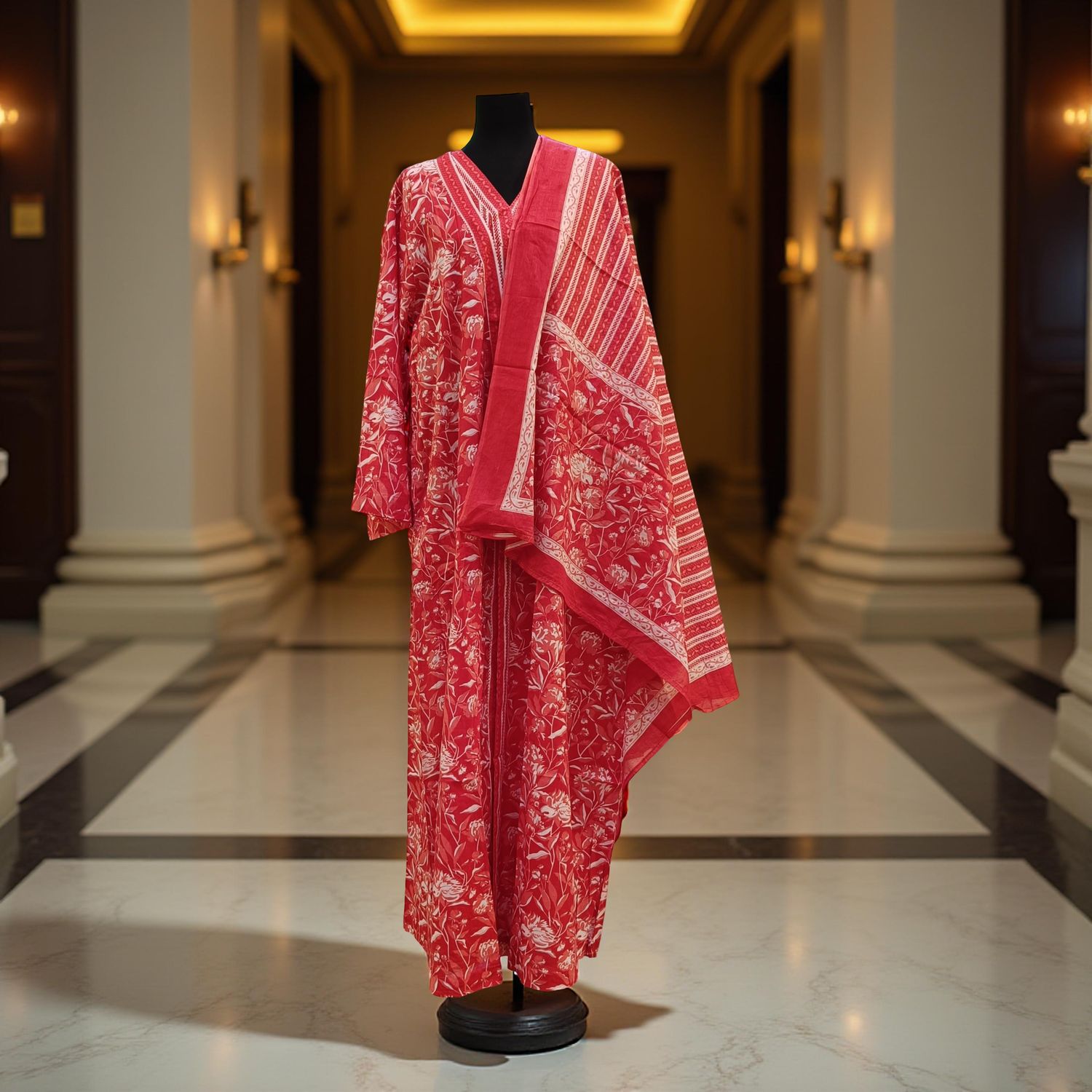 L/XL Abaya With Sheila Inner Set Cotton length 57” Long