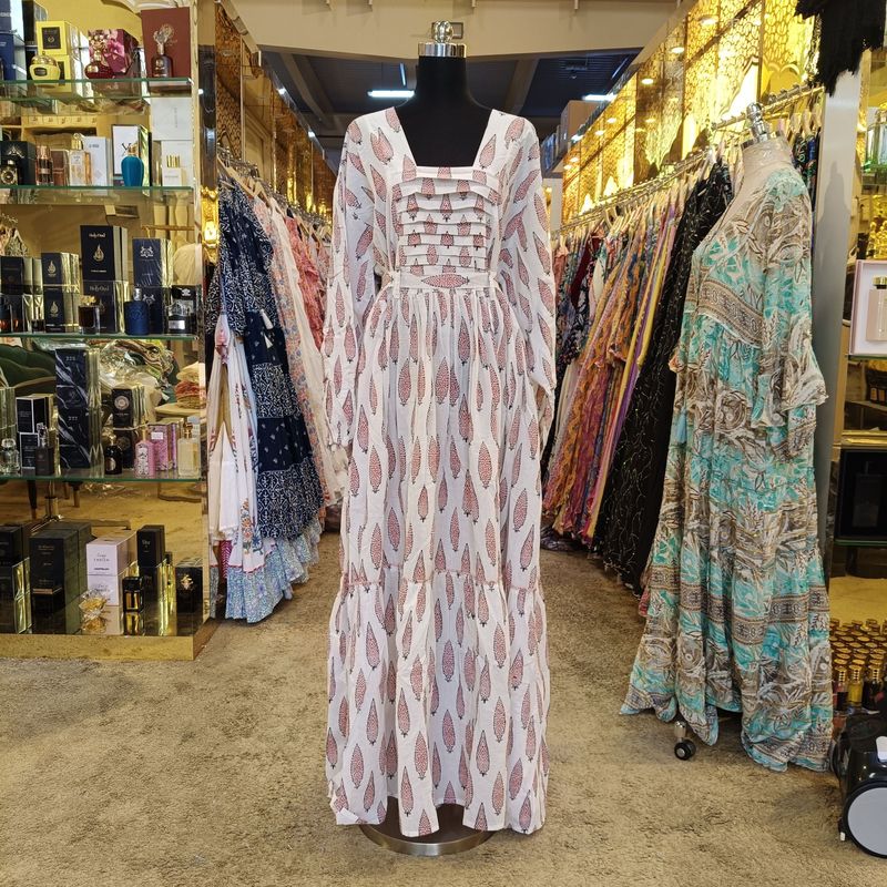 2XL-3XL Misba Printed Cotton Dress 57" Long Jalabiya