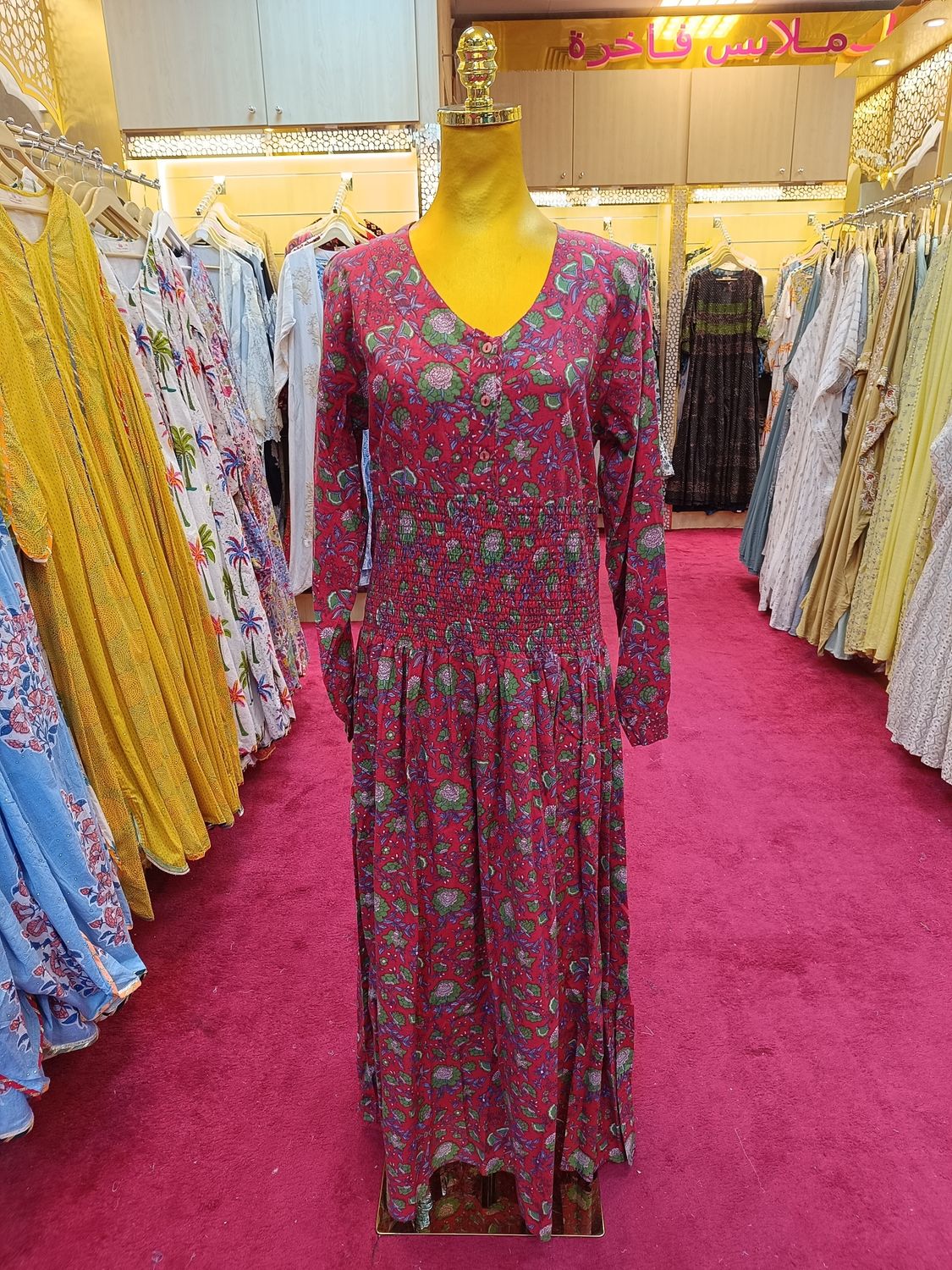 S/M Maysoon Printed Cotton Dress 57" Long Jalabiya