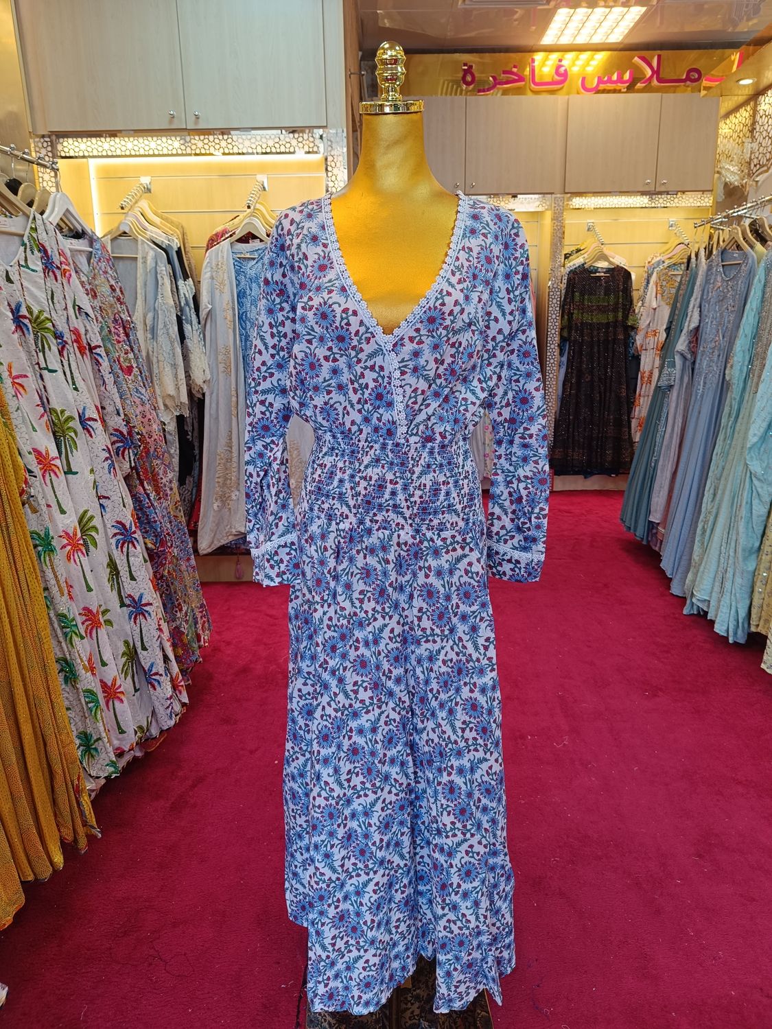 L/XL Nizana Printed Cotton Dress 57" Long Jalabiya