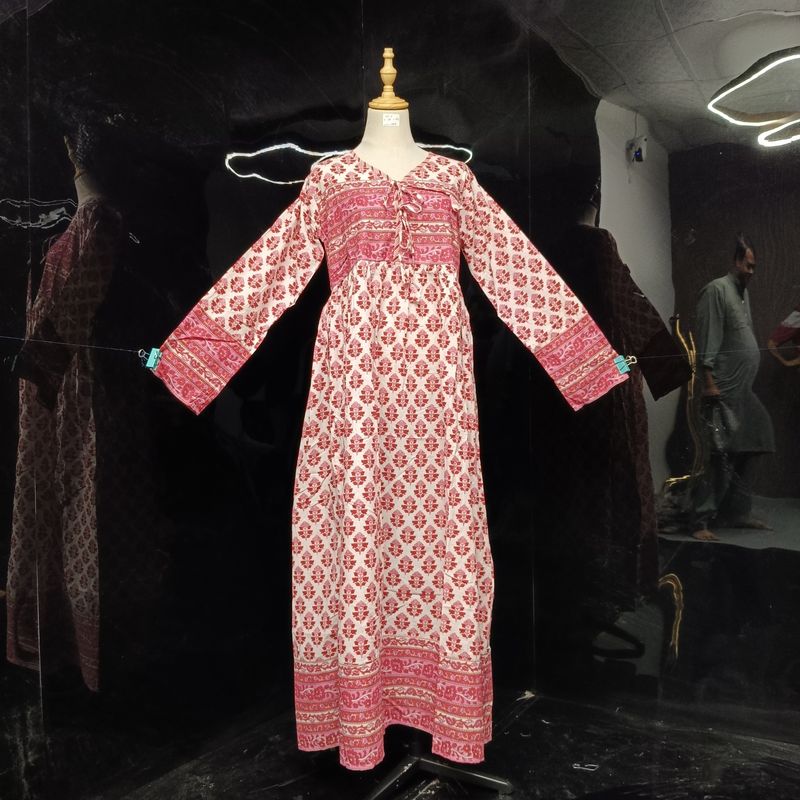 S/XS  Beach Printed Cotton Dress 54" Long Jalabiya