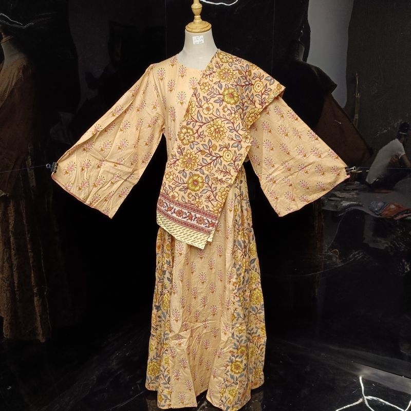 S-M Cindrella With Sheila Printed Cotton Dress 57" Long Jalabiya