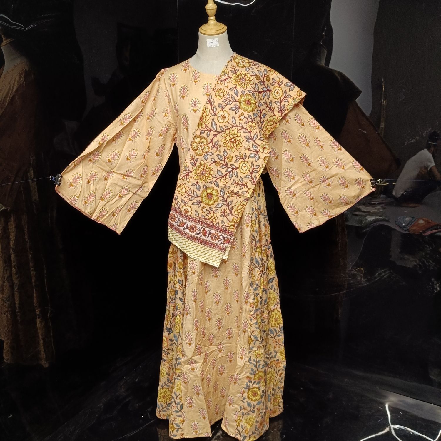 S-M Cindrella With Sheila Printed Cotton Dress 57" Long Jalabiya