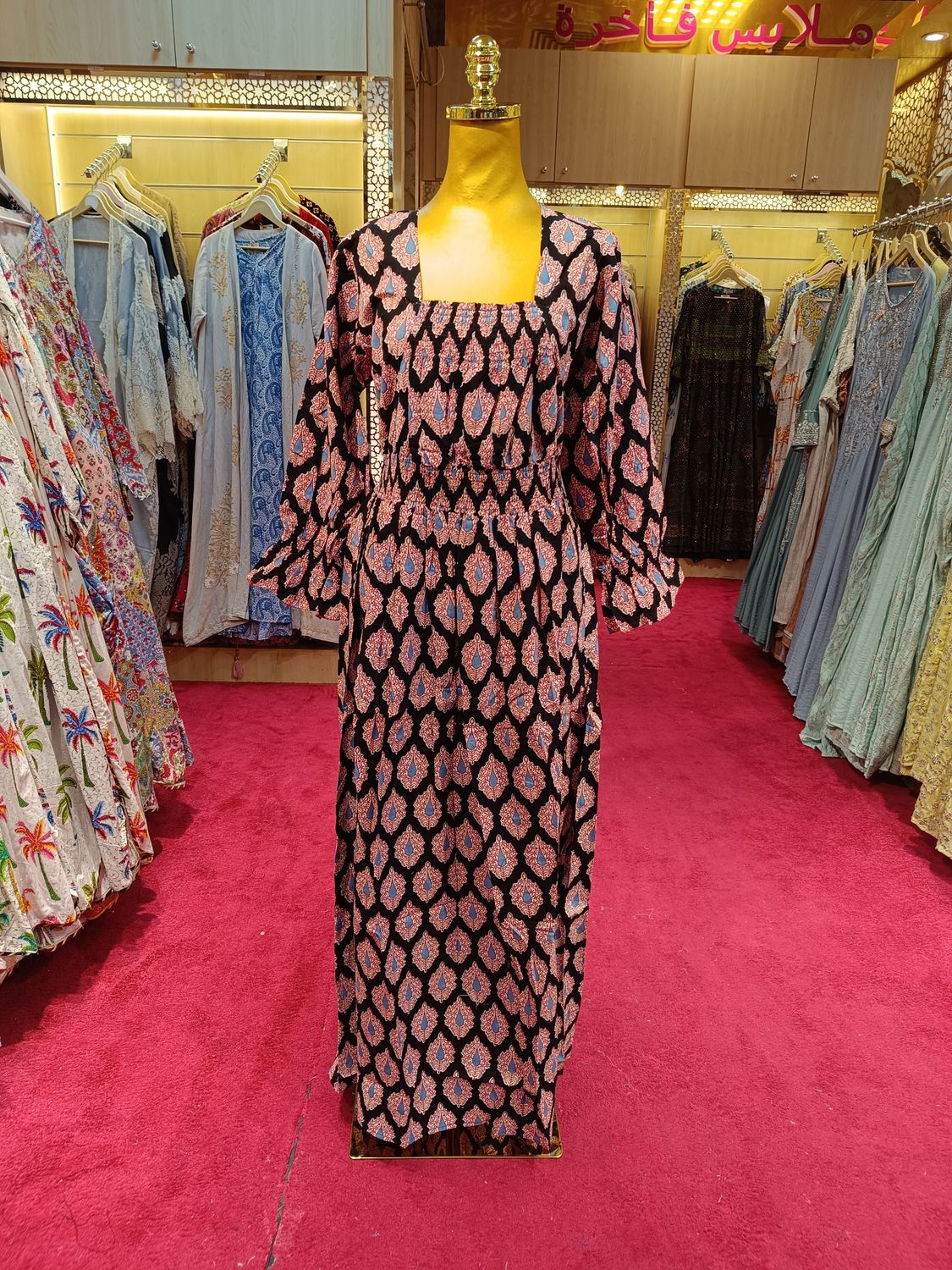 S/M Fazlin Printed Cotton Dress 57" Long Jalabiya