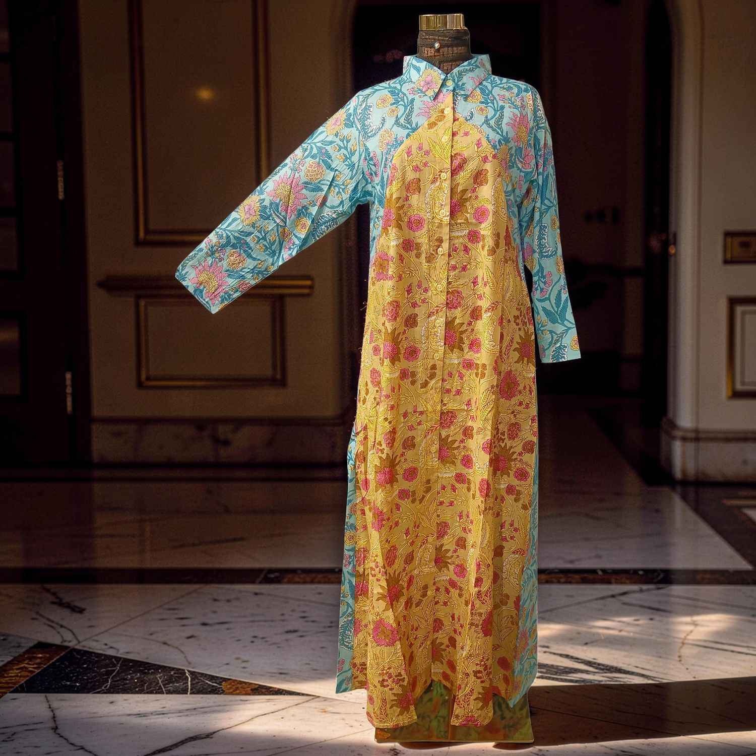 2XL/3XL Honey Printed Cotton Dress 57" Jalabiya