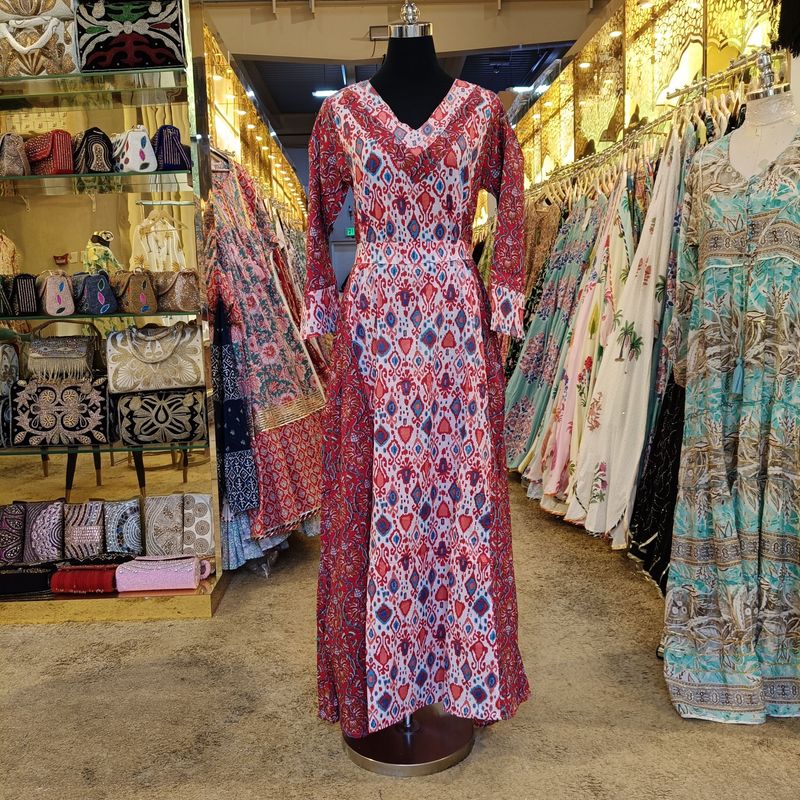 2XL-3XL Noor Printed Cotton Dress 57" Long Jalabiya