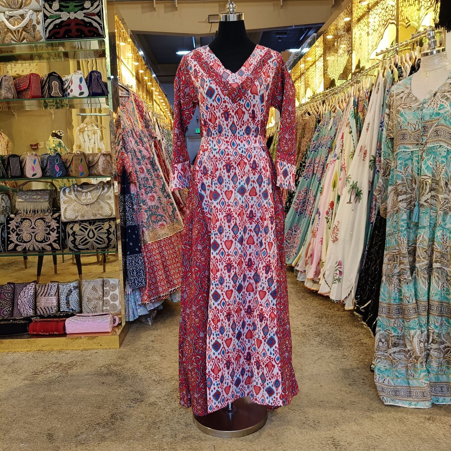 XS/S Noor Printed Cotton Dress 54" Long Jalabiya