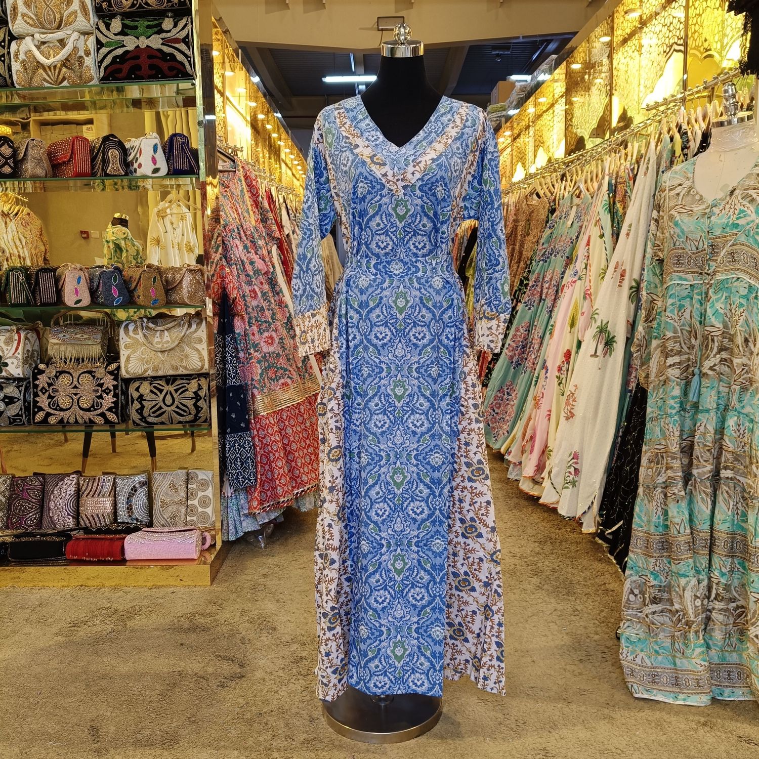 XS/S Noor Printed Cotton Dress 54" Long Jalabiya