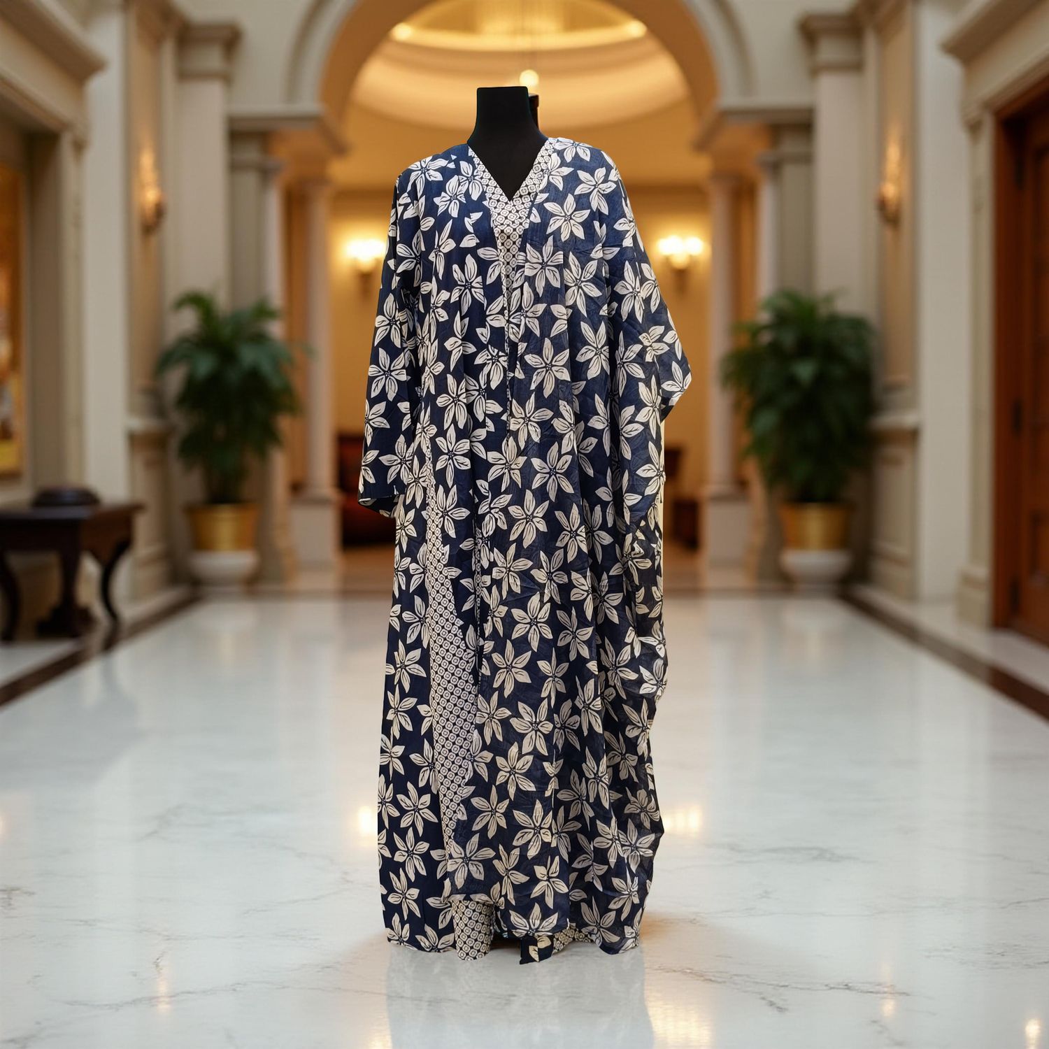 S/M Abaya With Sheila Inner Set Cotton length 57” Long