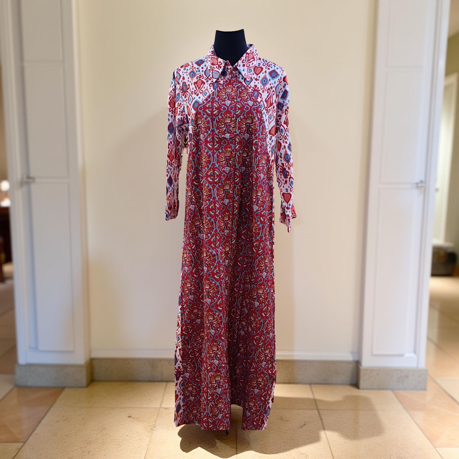 S/M Honey Printed Cotton Dress Long 57" Jalabiya