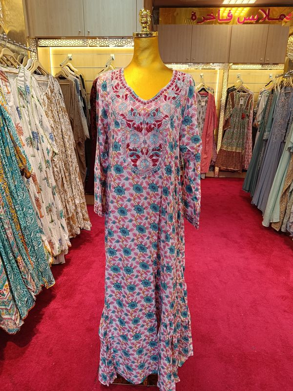 L/XL USwah Cotton Dress 56" Long Jalabiyas