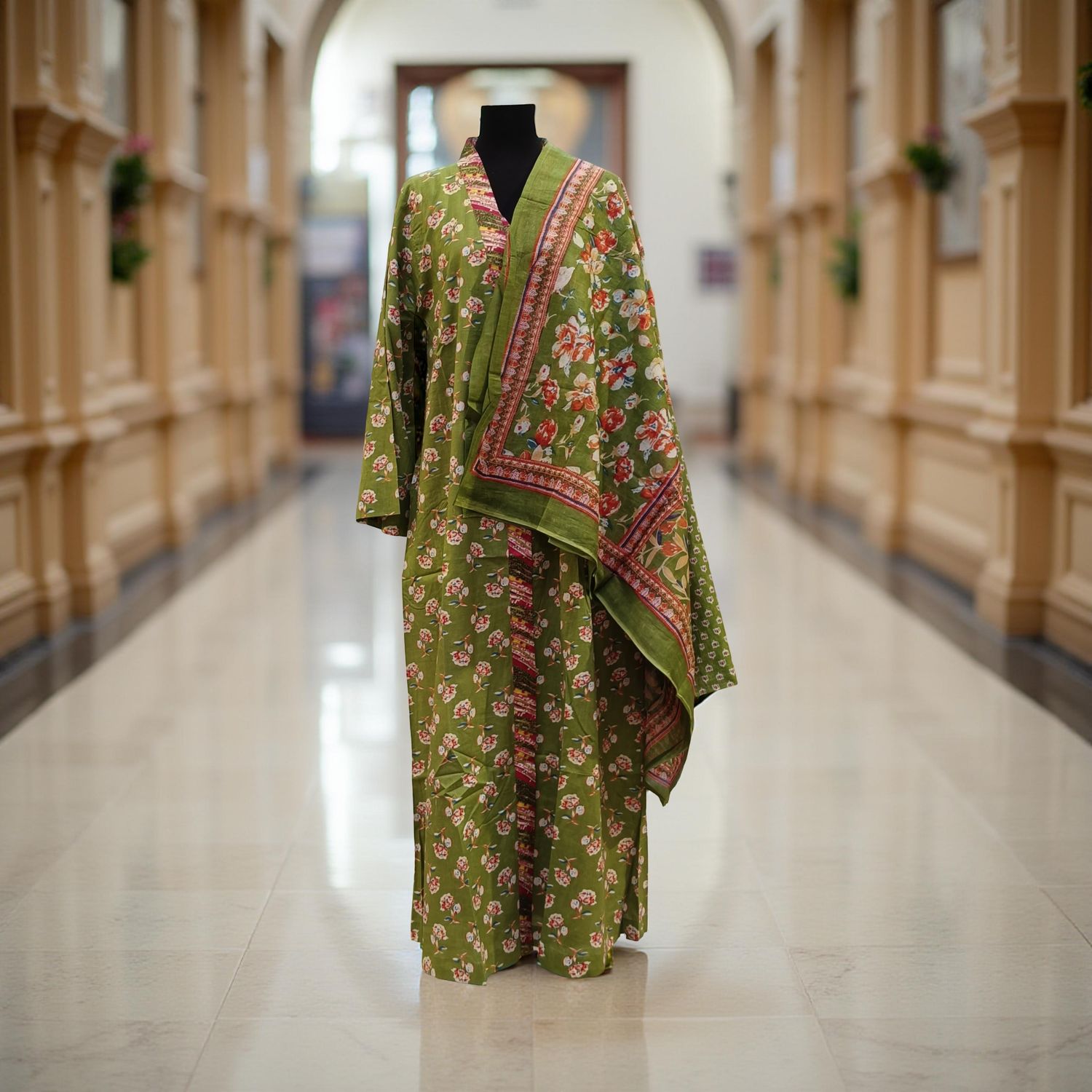 L/XL Abaya With Sheila Inner Set Cotton length 57” Long