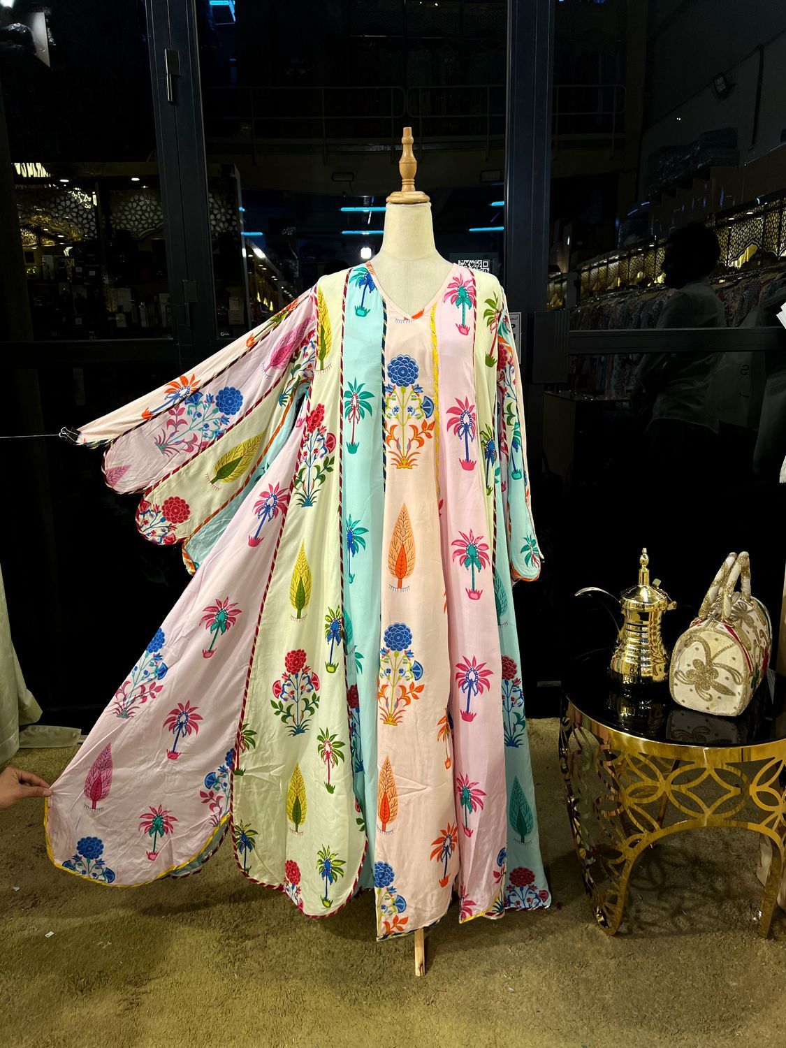 S-M Meher Multi Rayon Dress 57" Long Jalabiya