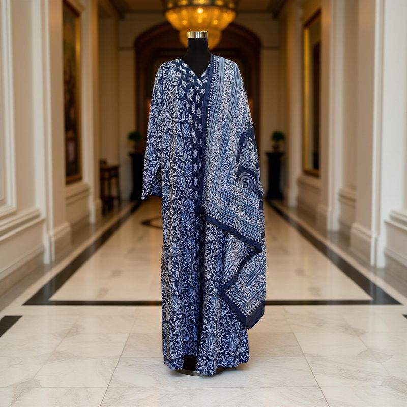 L/XL Abaya With Sheila Inner Set Cotton length 57” Long