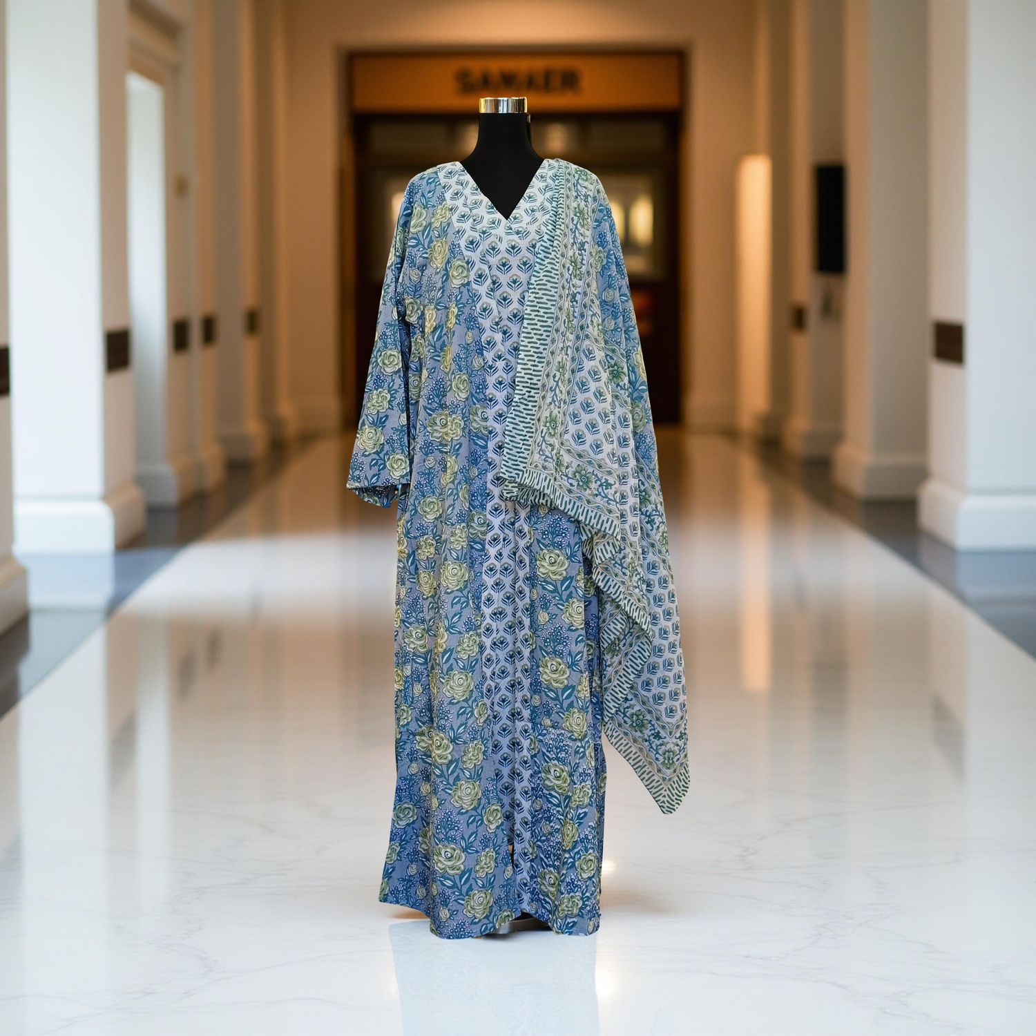 L/XL Abaya With Sheila Inner Set Cotton length 57” Long