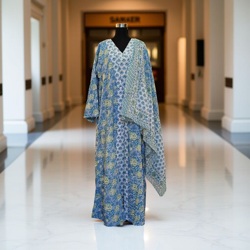 L/XL Abaya With Sheila Inner Set Cotton length 57” Long