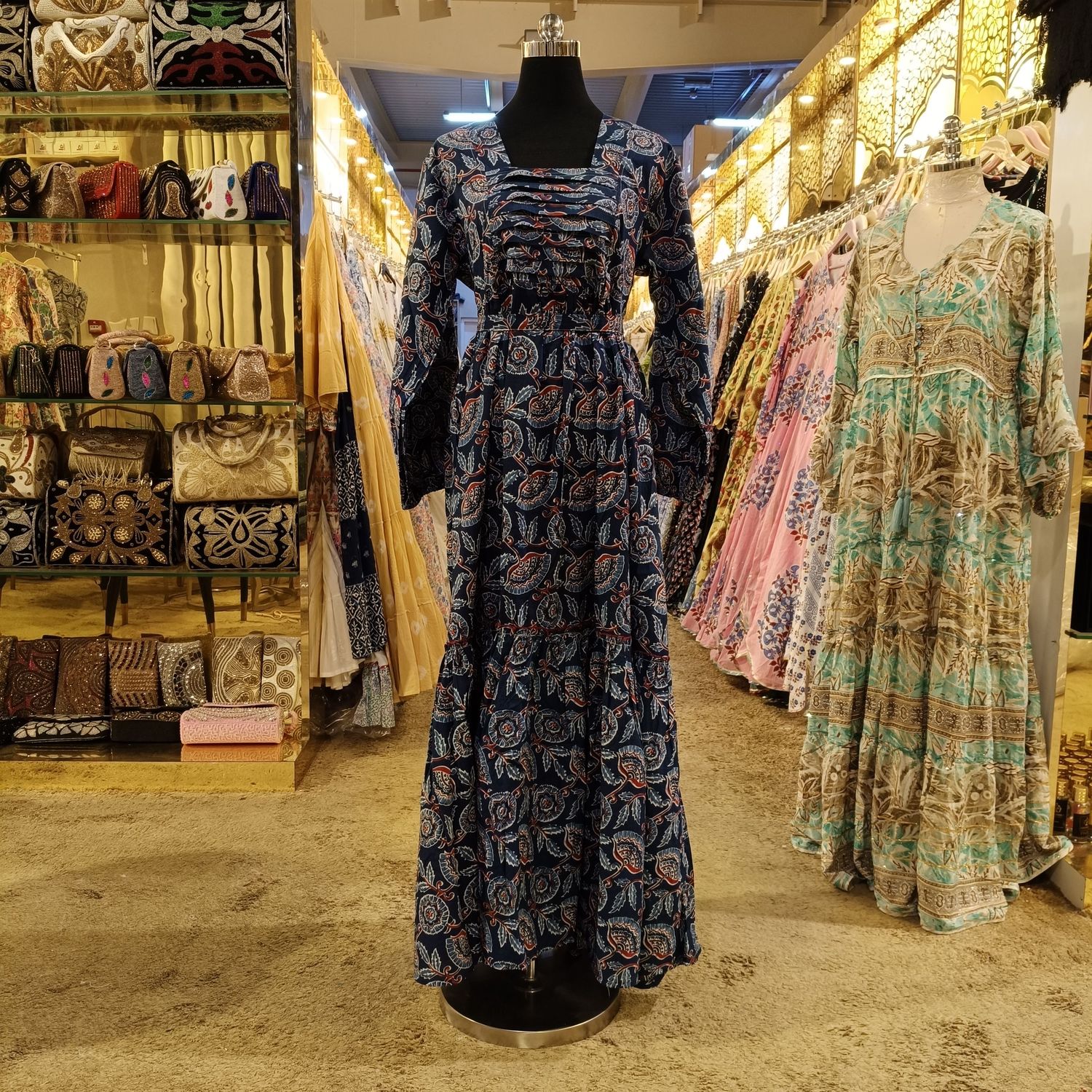 2XL-3XL Misba Printed Cotton Dress 57" Long Jalabiya