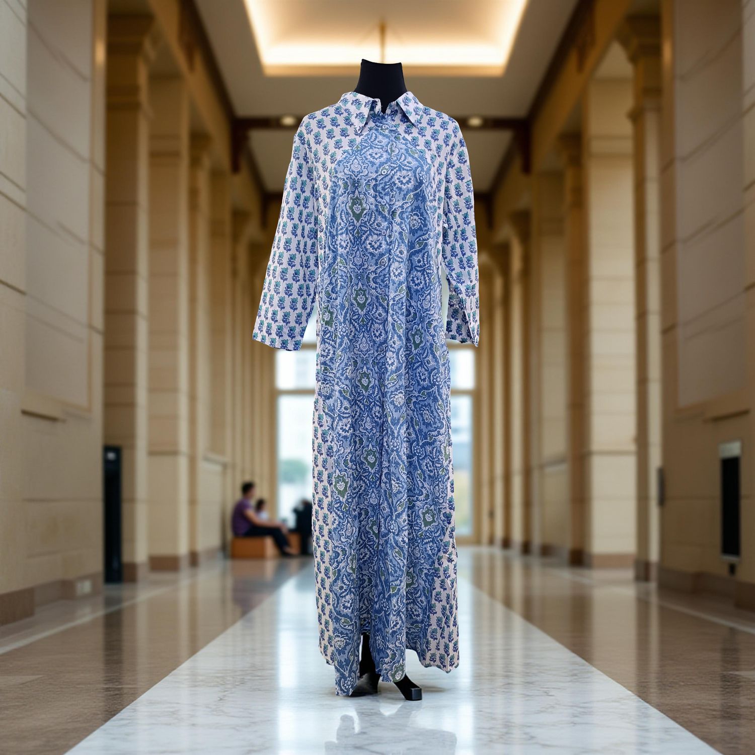 2XL/3XL Honey Printed Cotton Dress 57" Jalabiya