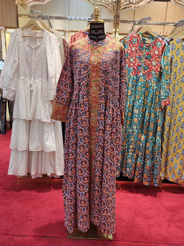 L/XL  Aafreen Printed Cotton Dress 57" Long Jalabiya