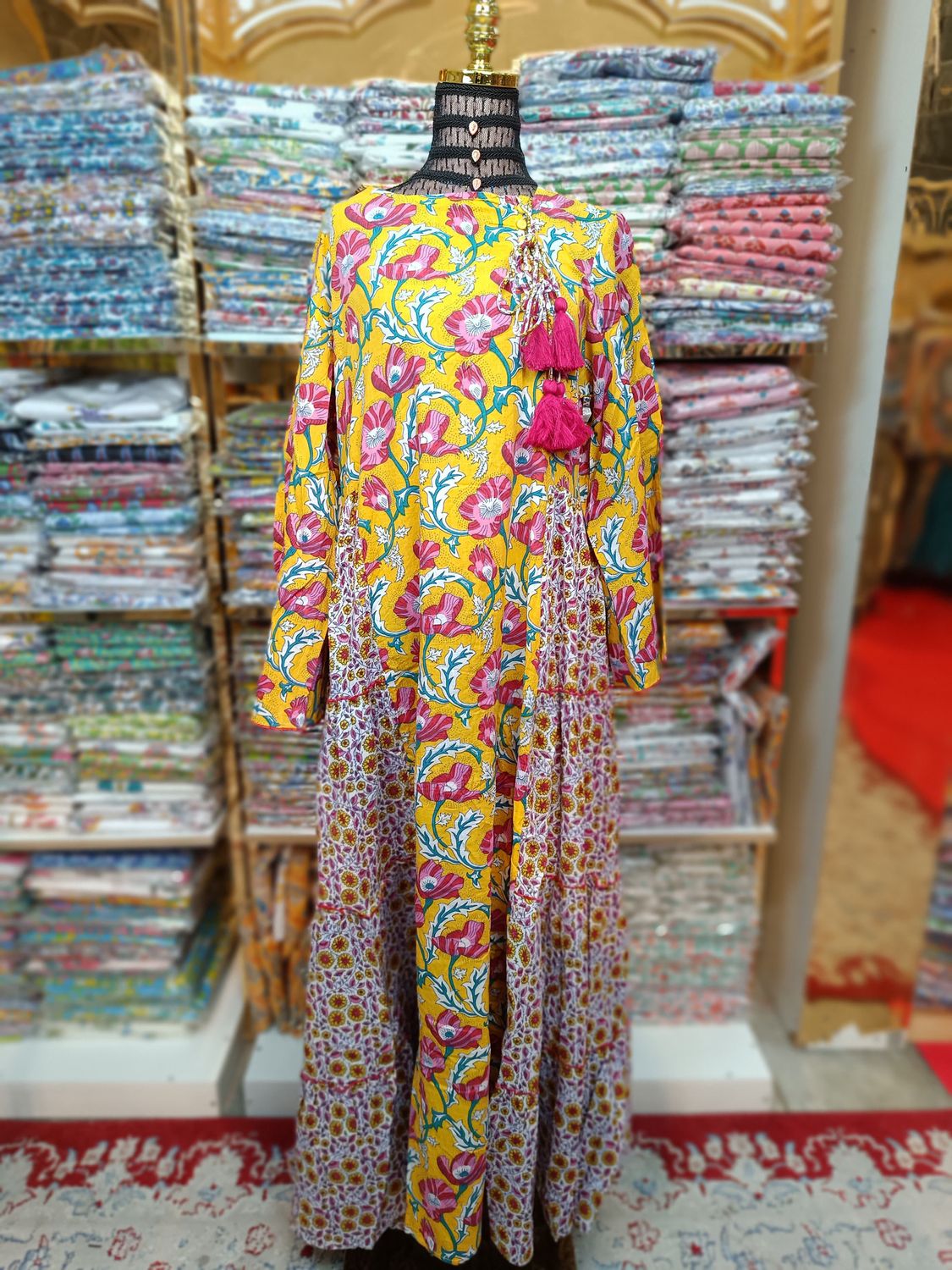 S/M Cindrella Printed Cotton Dress 57" Long Jalabiyas