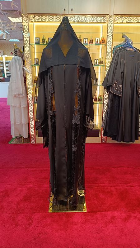 M Black Abaya Crystal length 56"inch