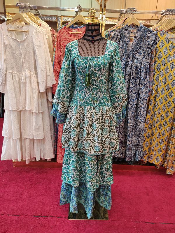 L/XL Rahima Printed Cotton Dress 57" Long Jalabiya