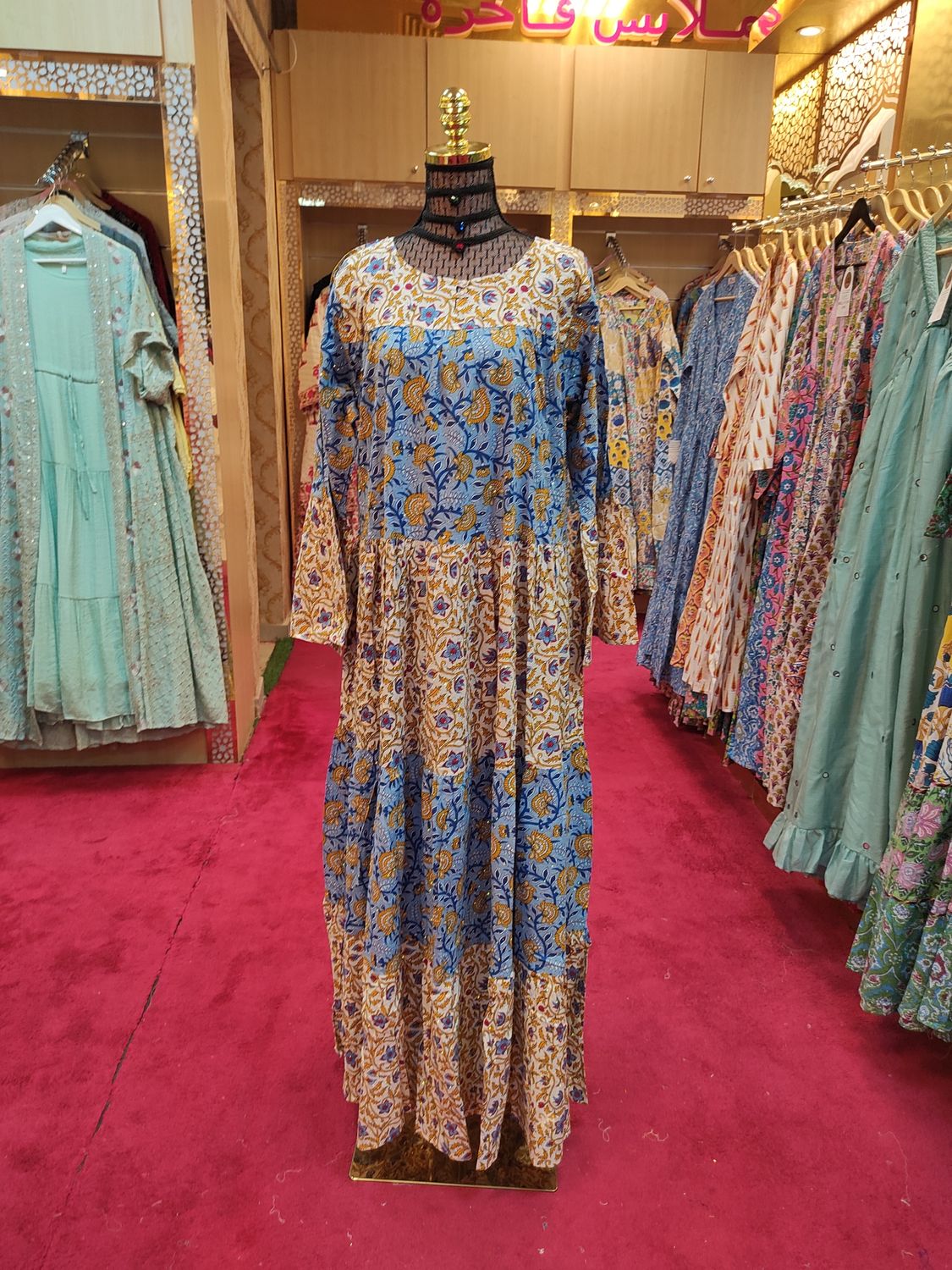 L/XL Moon Crystal Printed Dress 57" Long Jalabiya