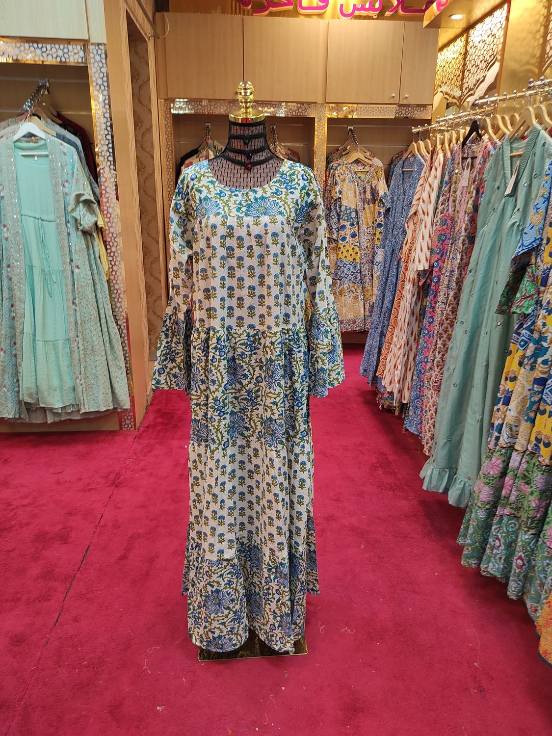 2XL/3XL Moon Crystal Printed Dress 57" Long Jalabiya
