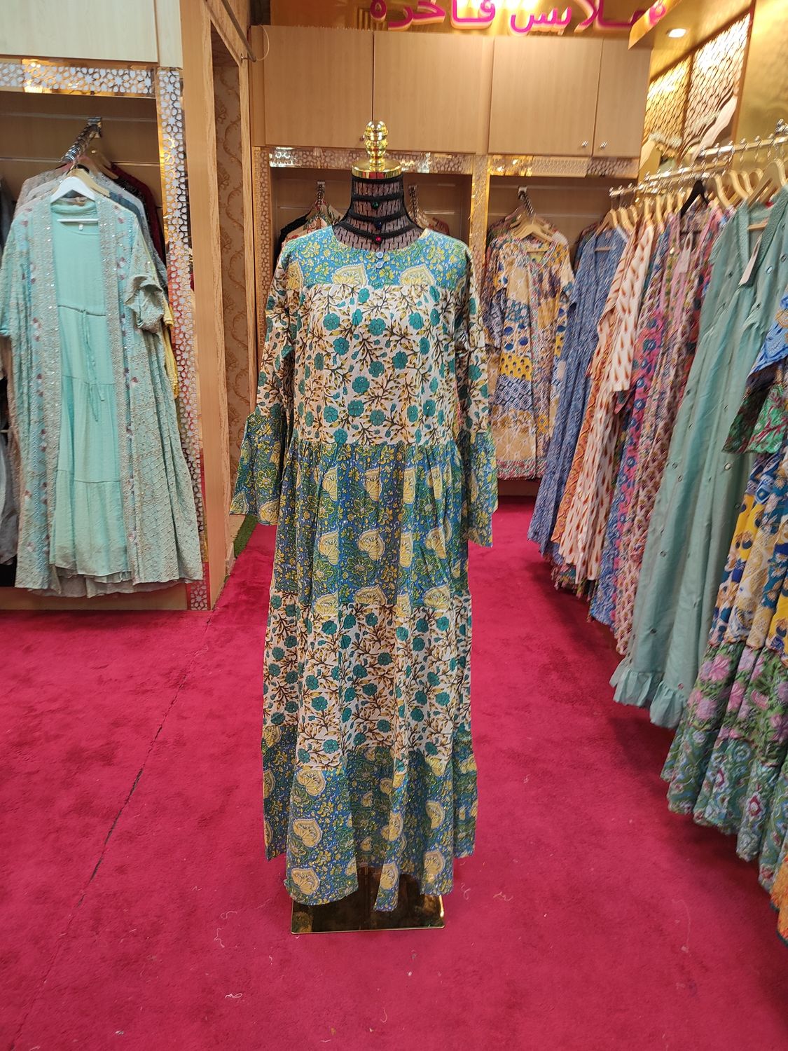 2XL/3XL Moon Crystal Printed Dress 57" Long Jalabiya