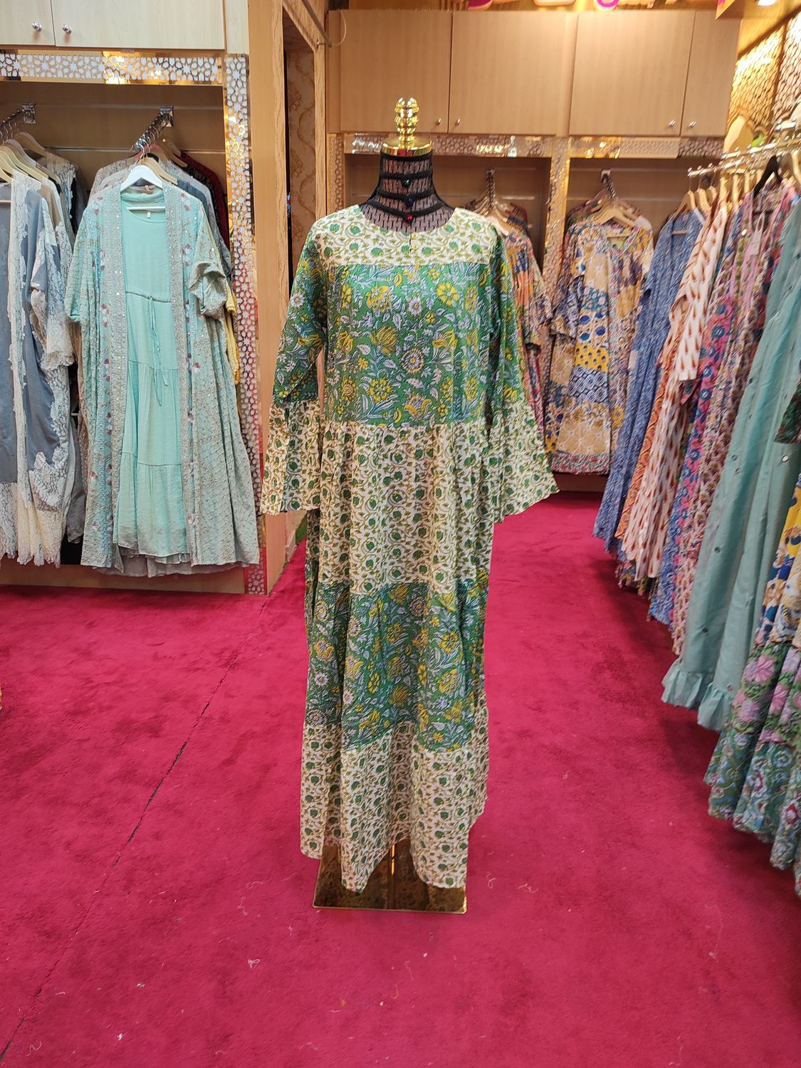 S/M Moon Crystal Printed Dress 57" Long Jalabiya