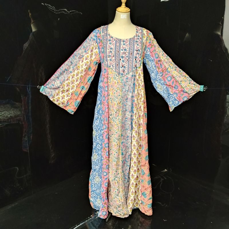 S/M Malaysia Printed Cotton Dress 57" Long Jalabiya