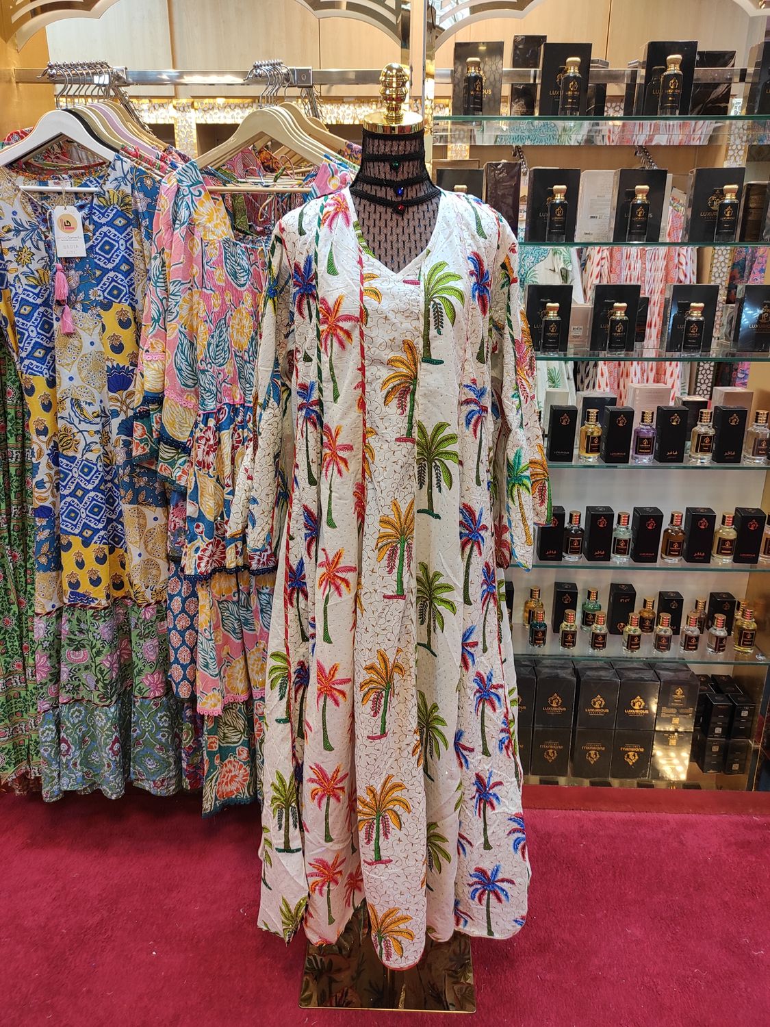 L/XL   Meher Crystal White Cotton Dress 56" Long Jalabiya