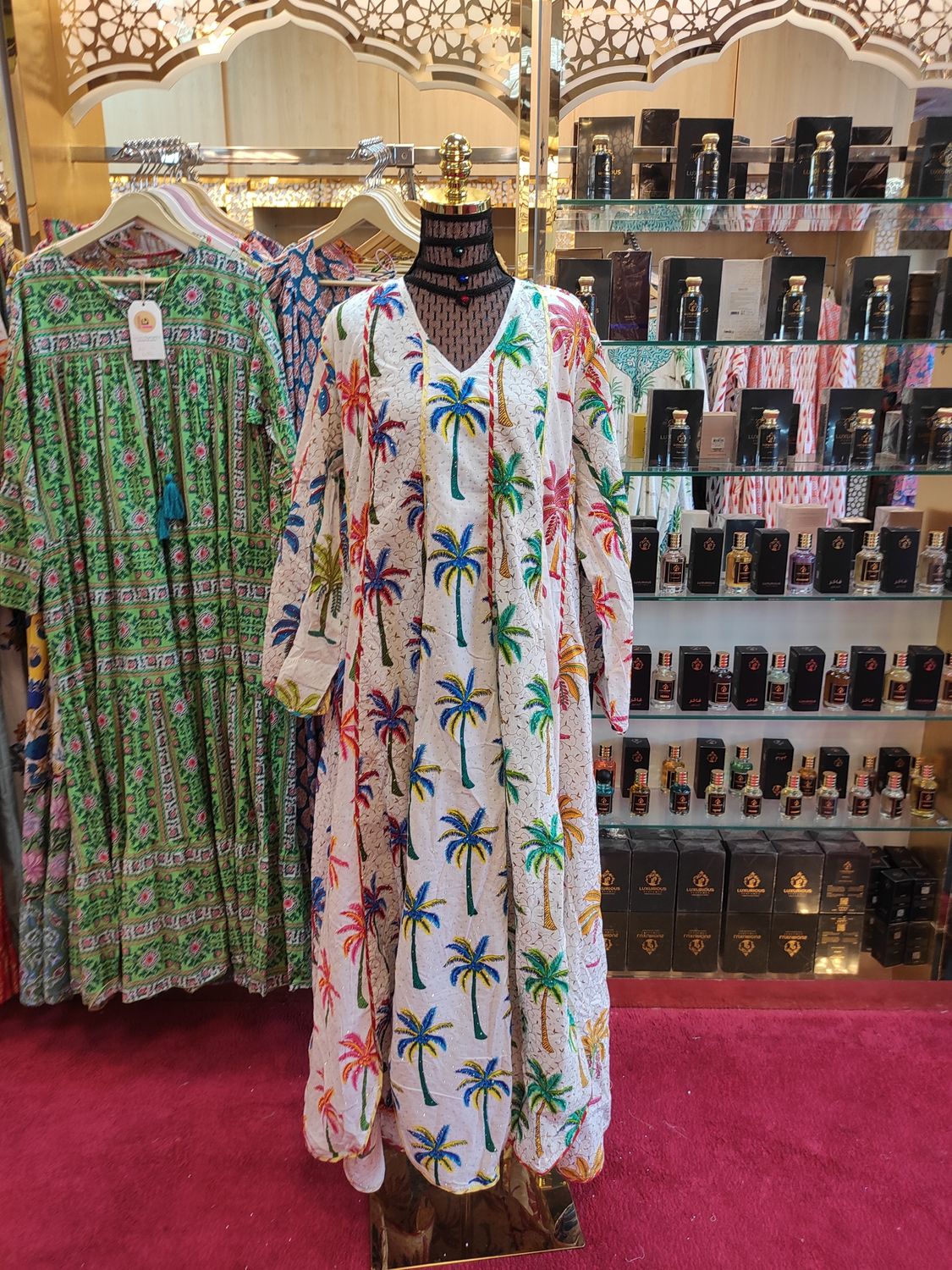 L/XL   Meher Crystal White Cotton Dress 56" Long Jalabiya