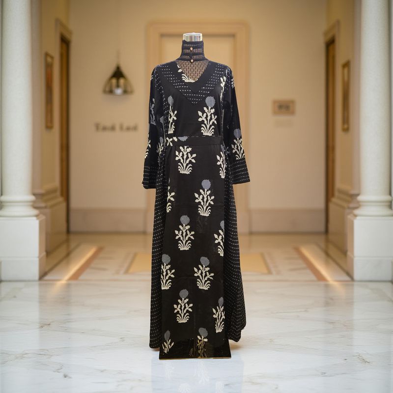 L/XL Noor Printed Cotton Dress 57" Long Jalabiya