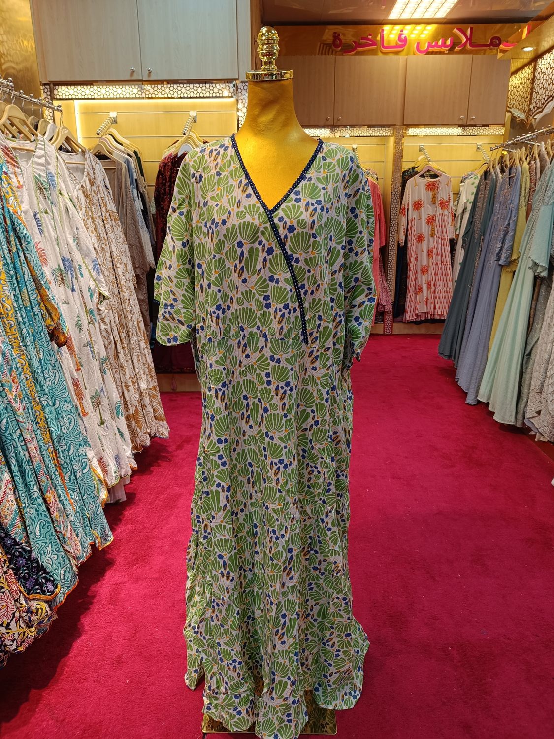 2XL/3XL Nizana Printed Cotton Dress 57" Long Jalabiya