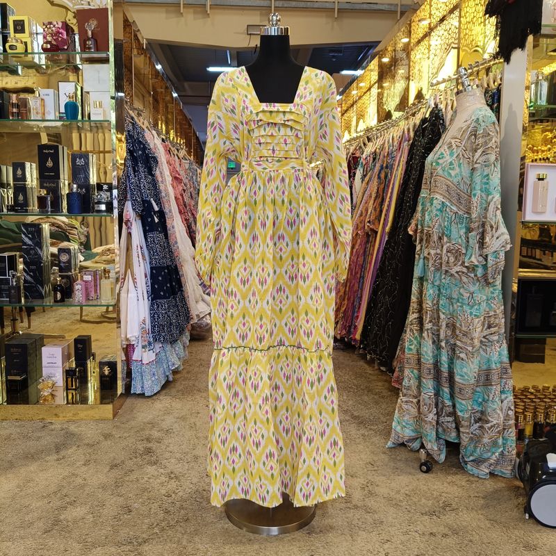 S-M Misba Printed Dress 57" Long Jalabiya