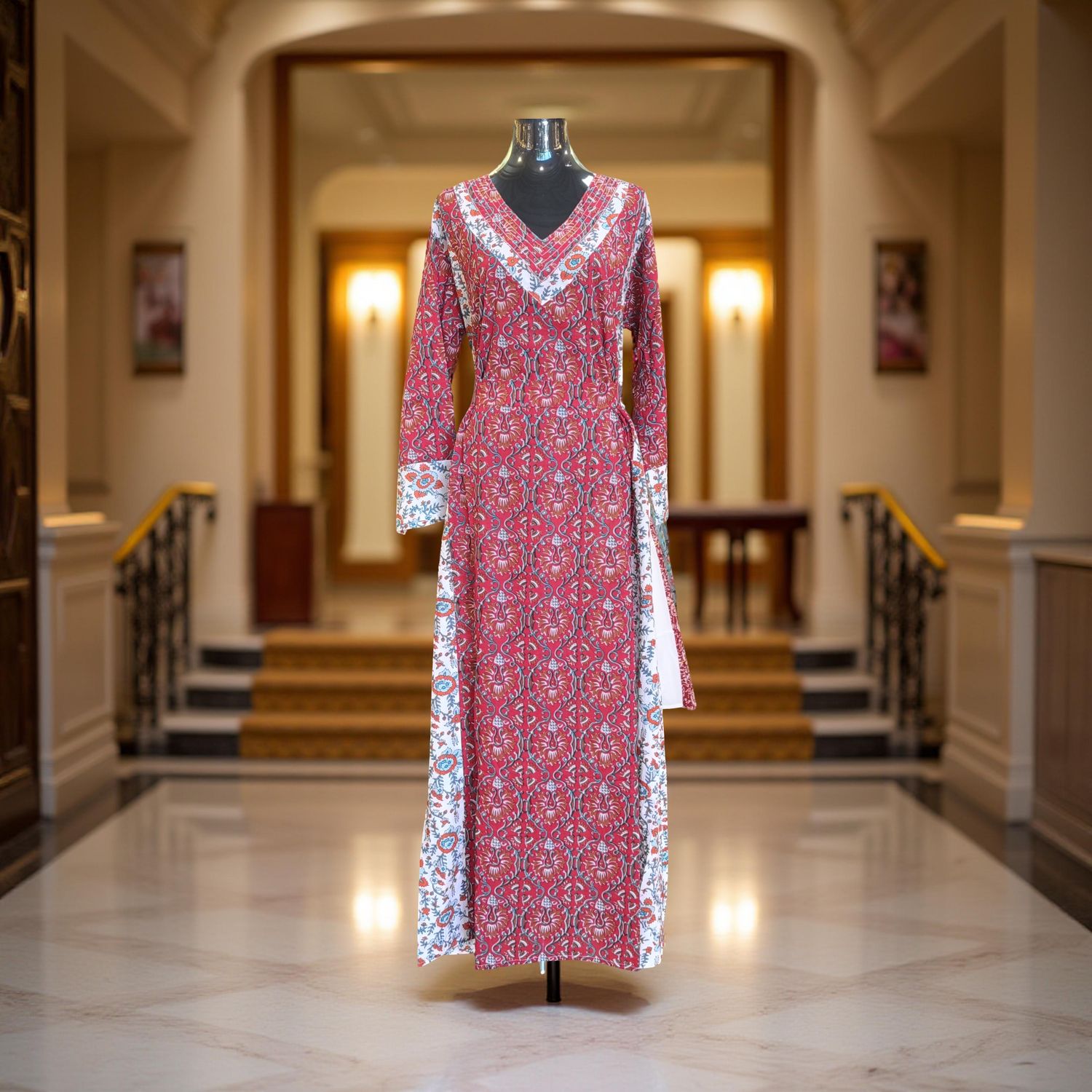 XS-S Noor Printed Cotton Dress 54" Long Jalabiya